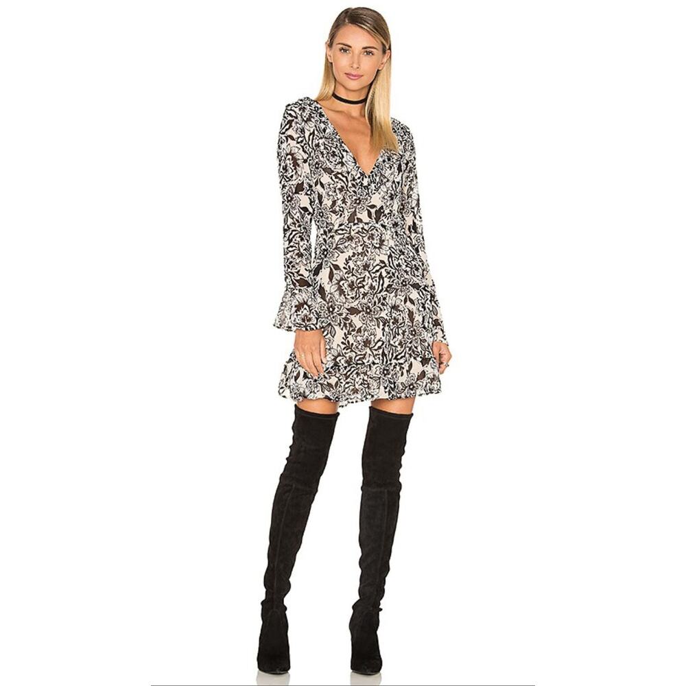 FOR LOVE & LEMONS Gracie Mini Dress in Cream Floral